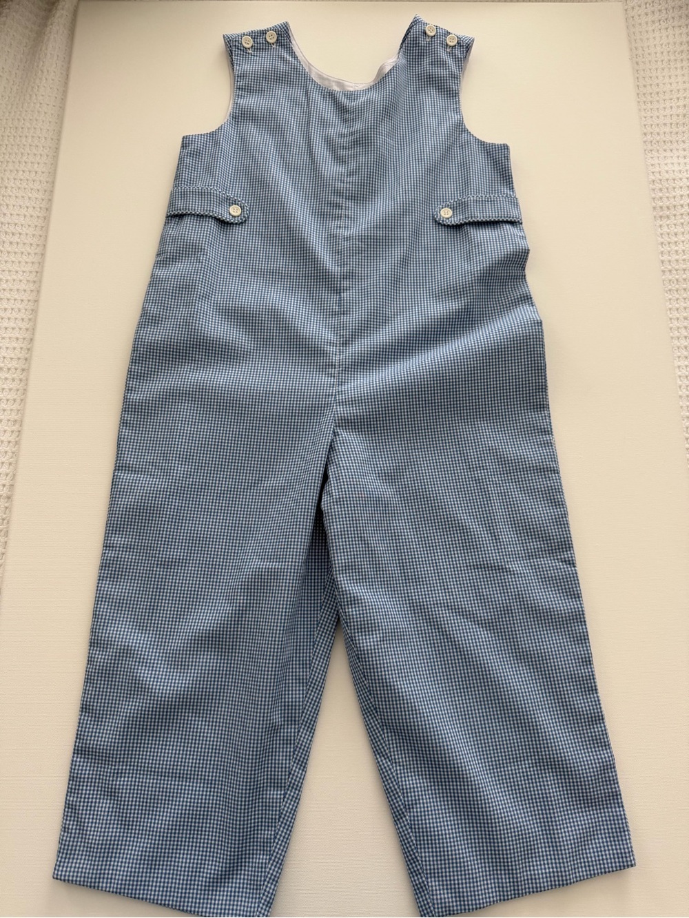 Blue Gingham Long John Jumpsuit
